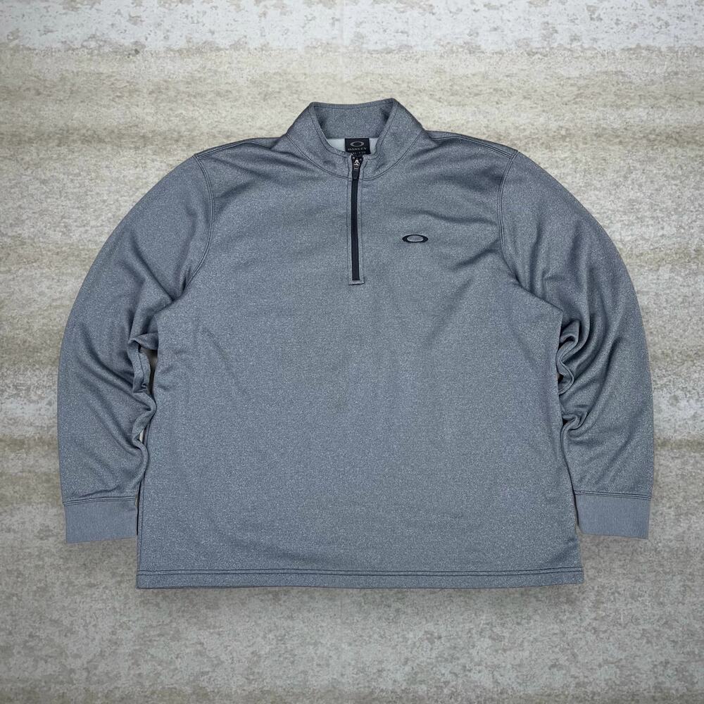 Vintage Y2K Oakley Quarter Zip Jacket Mens 2XL Grey Polyester Black Logo